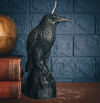 Pillar Candle Perched Raven