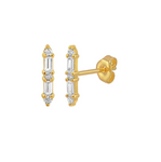 Cluster CZ Baguette Stud Earrings Gold