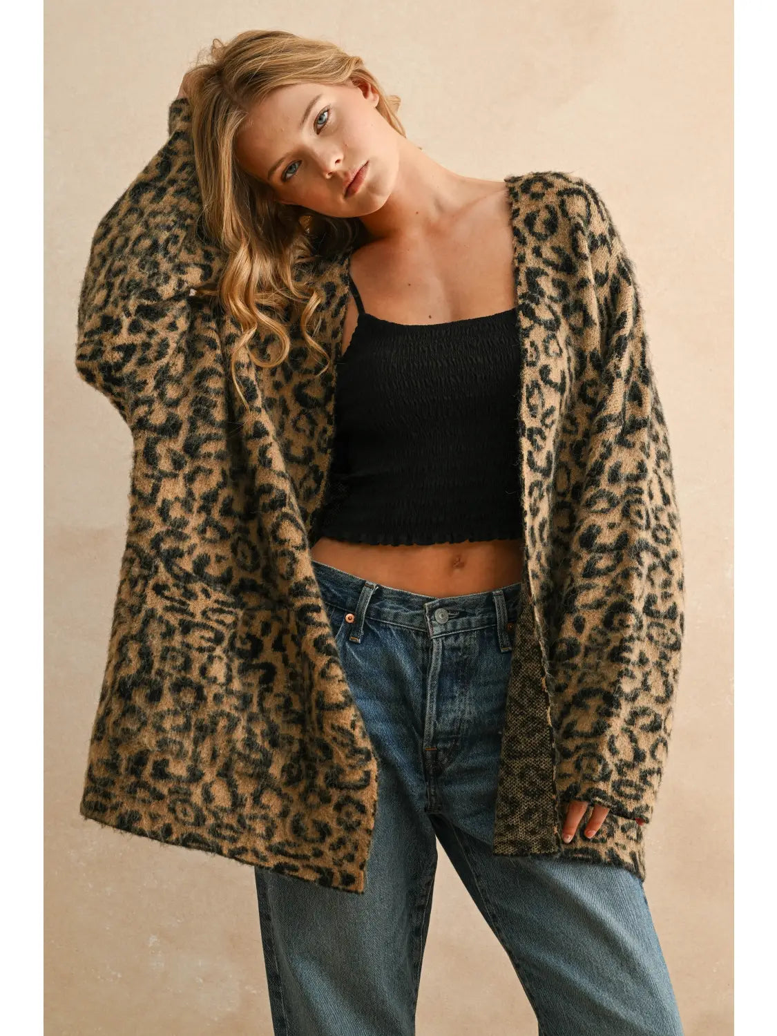 Oversized Leopard Cardigan Sweater