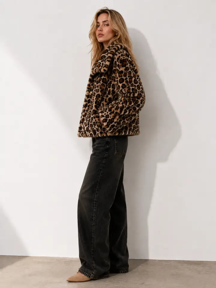 Faux Leopard Crop Jacket
