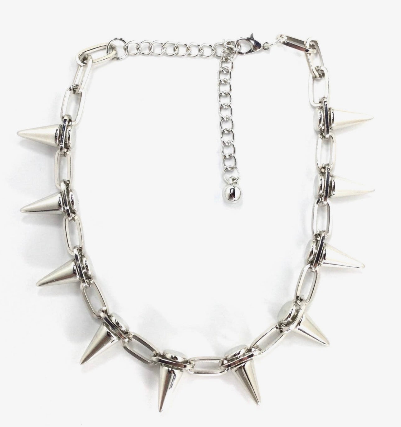 Spike Paperclip Necklace Silver