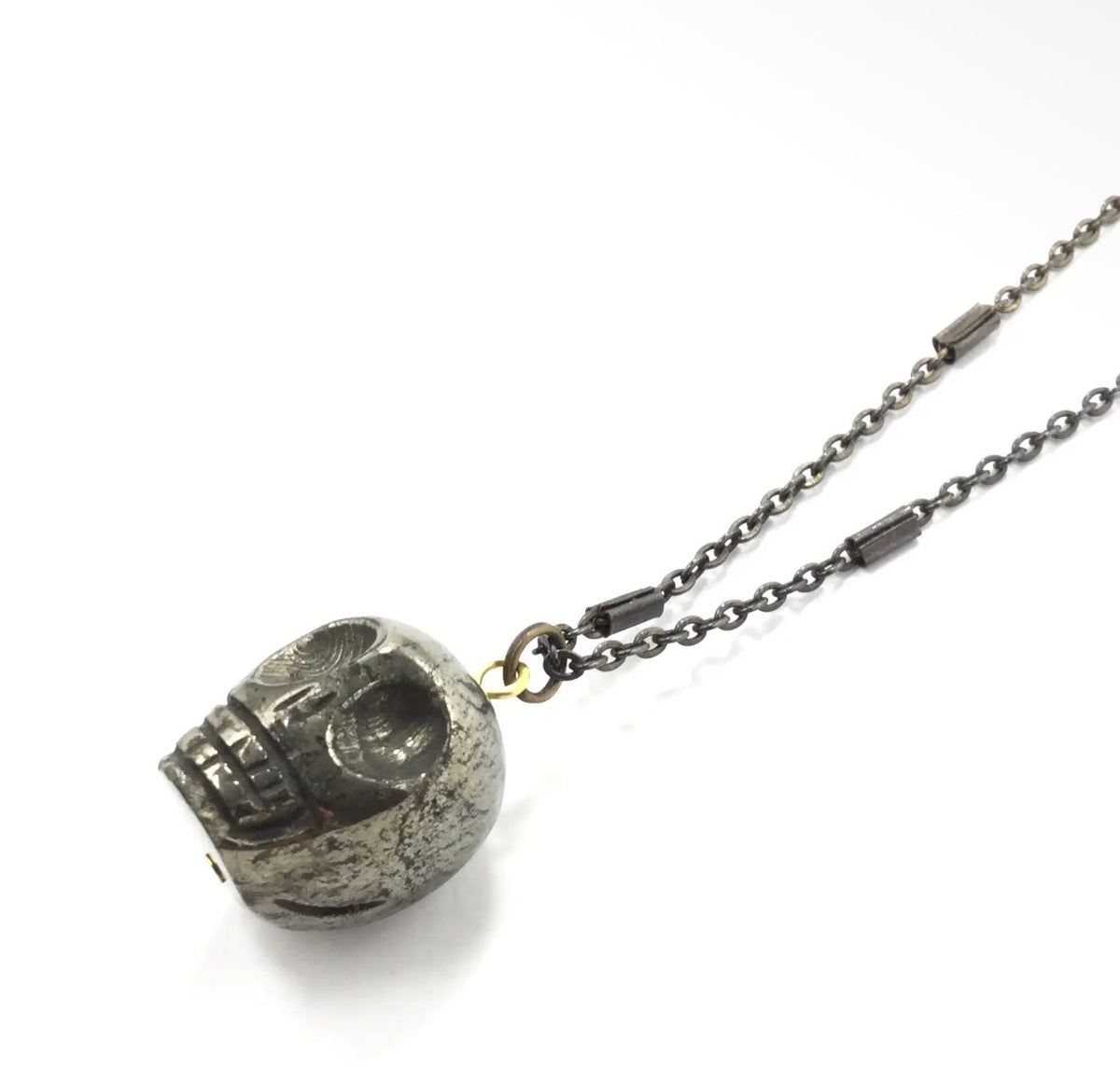 Pyrite Skull Necklace