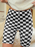 HIgh Waisted Checkered Bike Shorts