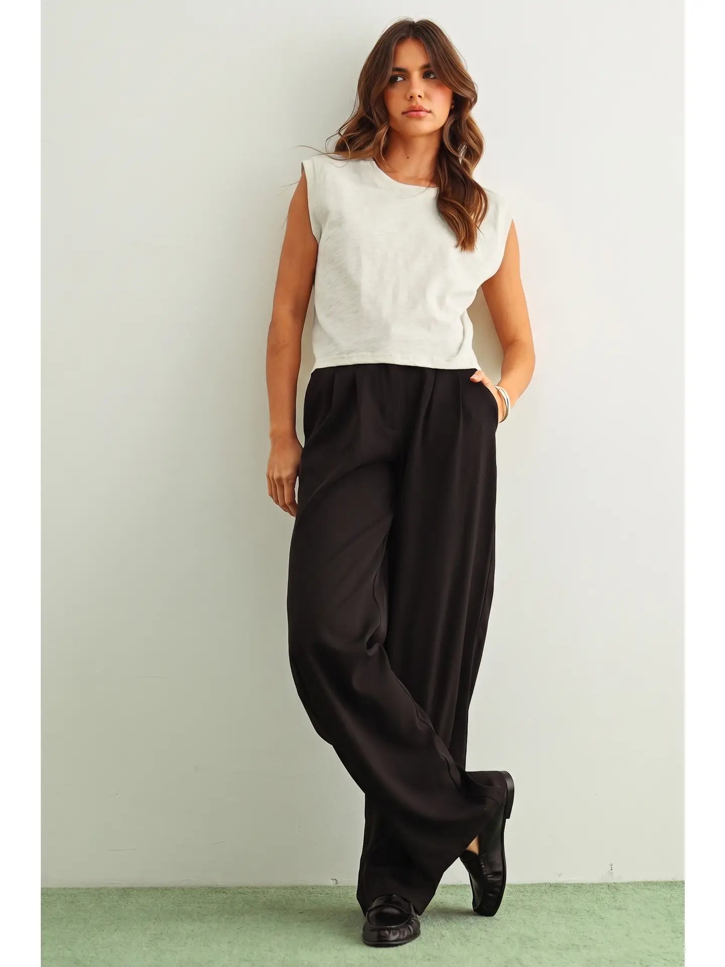 Round Neck Slub Top White