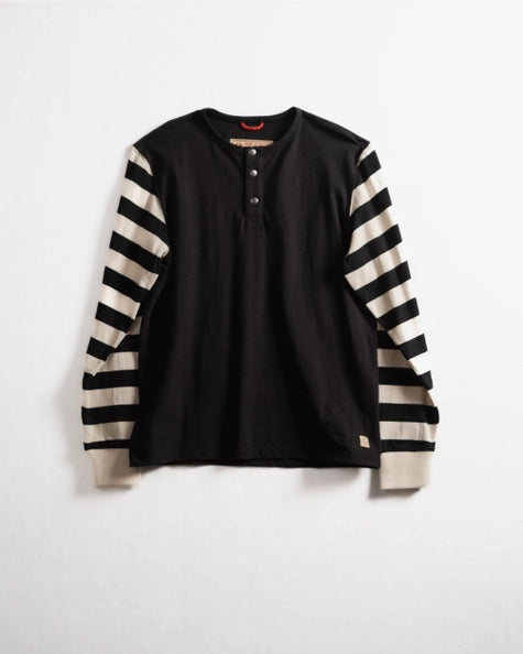 Moto Henley Shirt Black and White