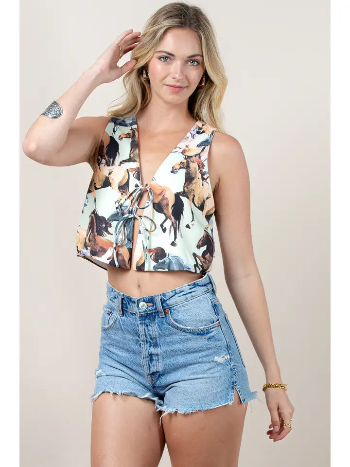 Tie Vest Top Horses