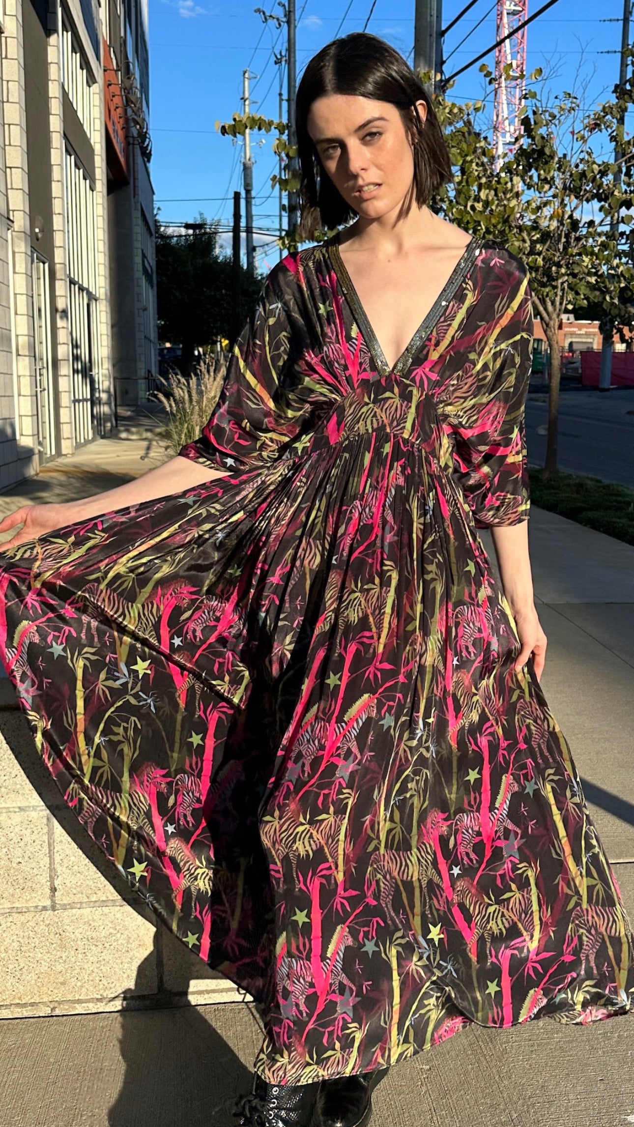 Caftan Dress Mohawk Zebra