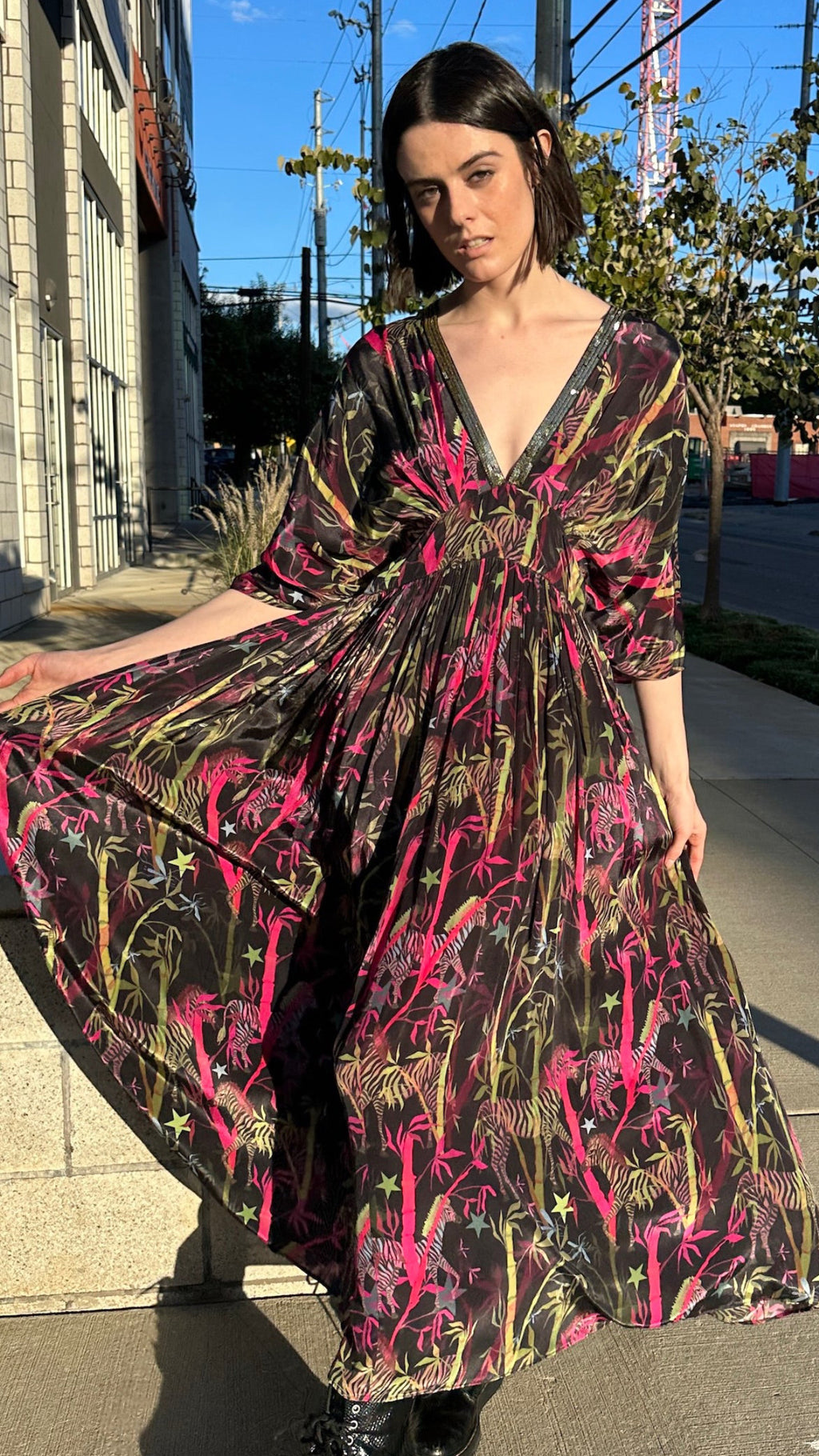 Caftan Dress Mohawk Zebra