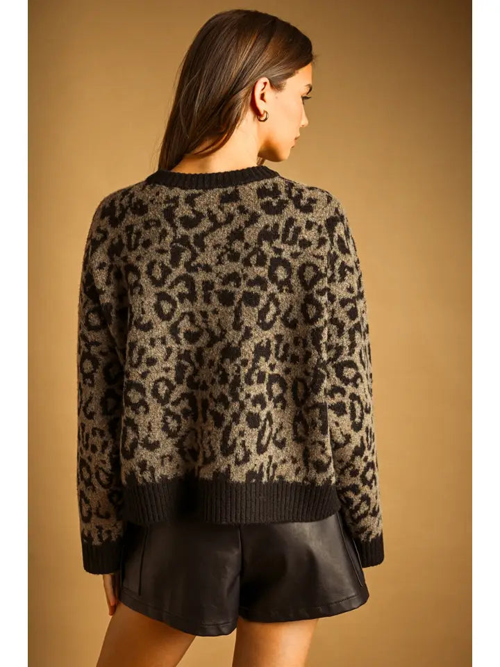 Leopard Button Cardigan Sweater