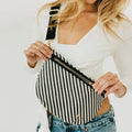 Diagonal Woven Westlyn Sling Bag Black/Cream