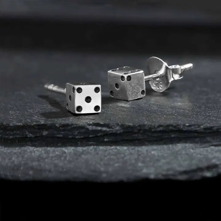 Tiny Sterling Dice Post Earrings