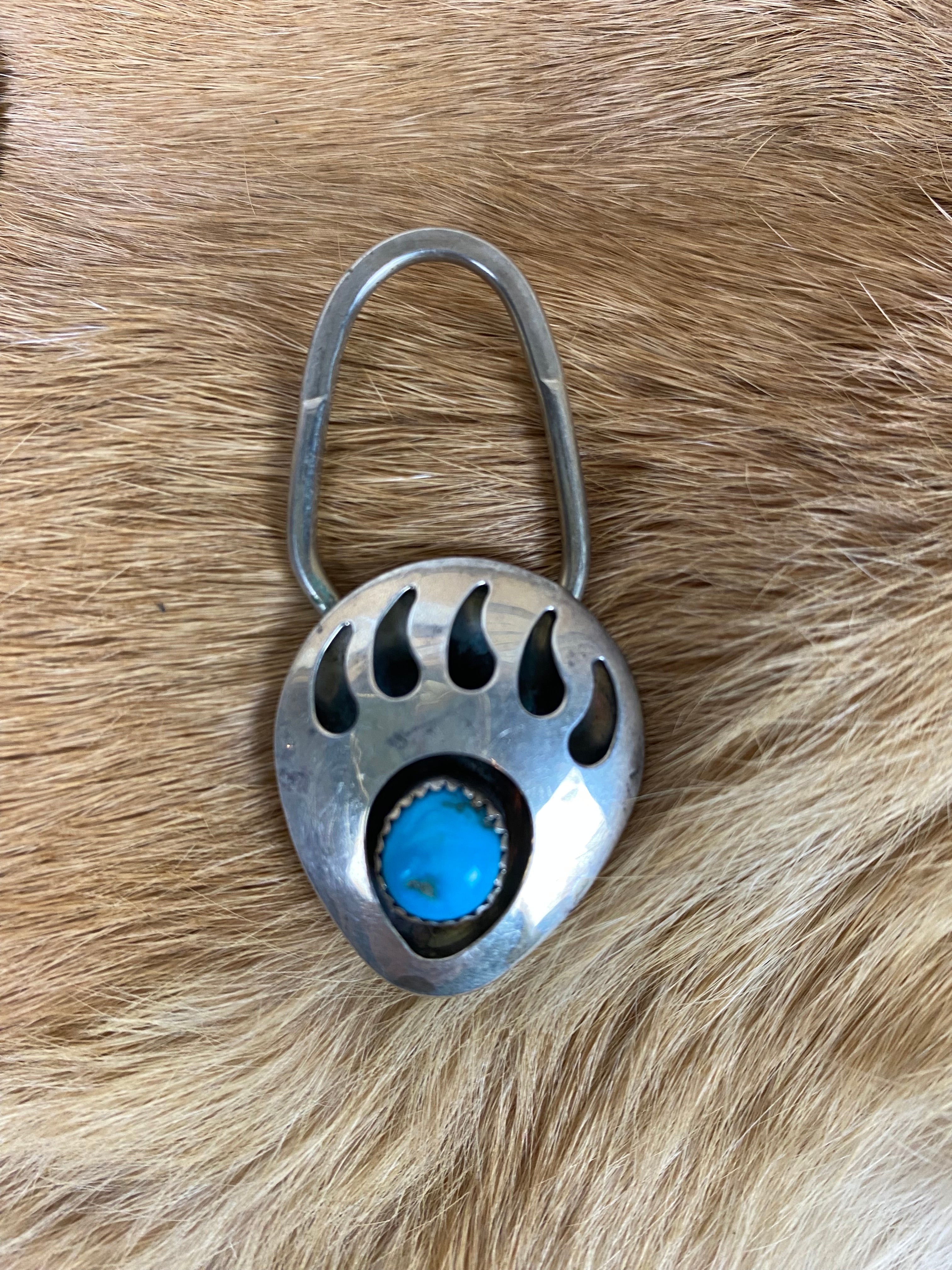 Vintage Turquoise Bear Paw Keychain