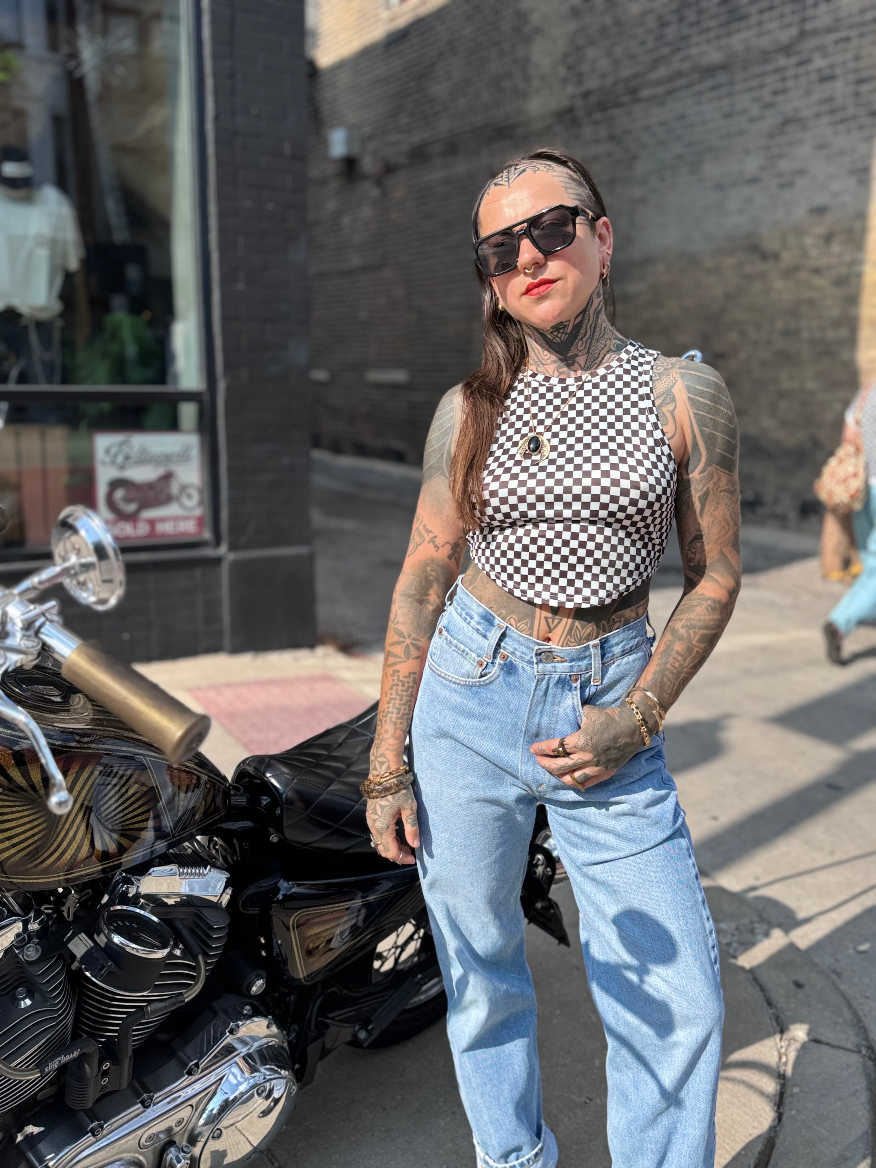 Cropped Checkered Tank