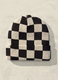 Checkerboard Slacker Beanie Black/White