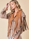 Two Tone Faux Suede Vest Tan/Cream