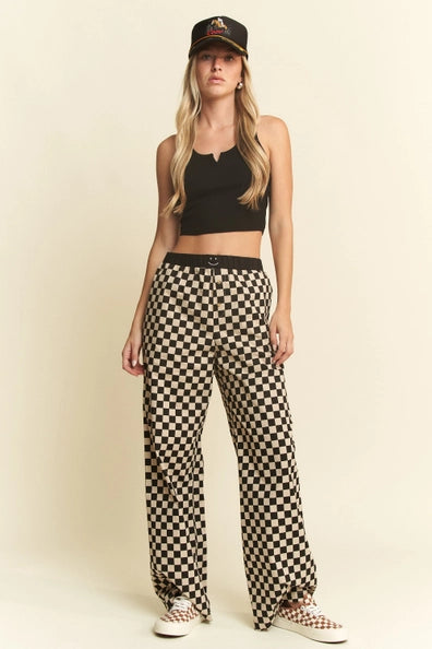 Checkered Pant - Black and Mocha