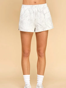 Camouflage Print High Waisted Sweat Short Grey