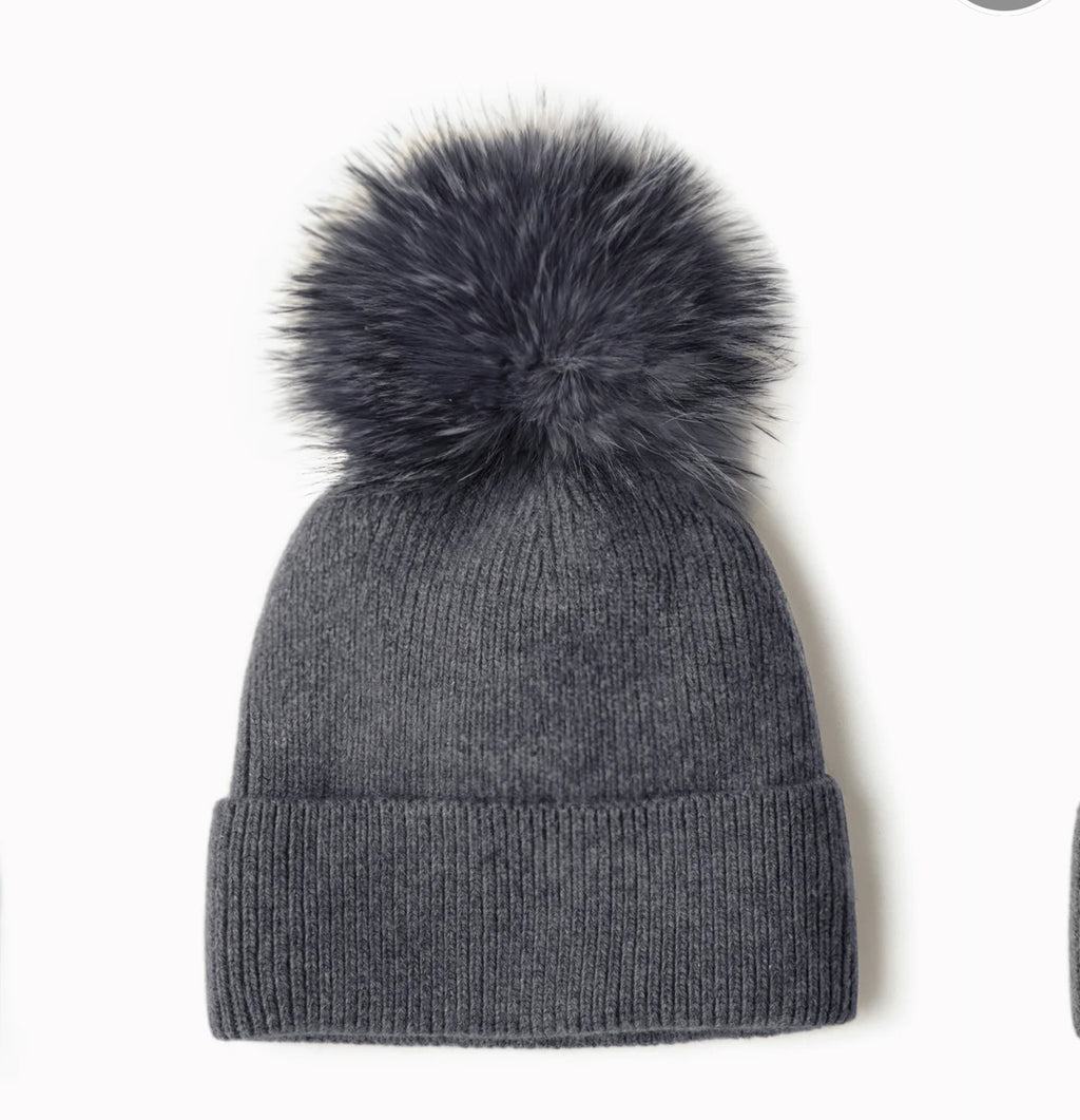 Fur Pom Knit Beanie