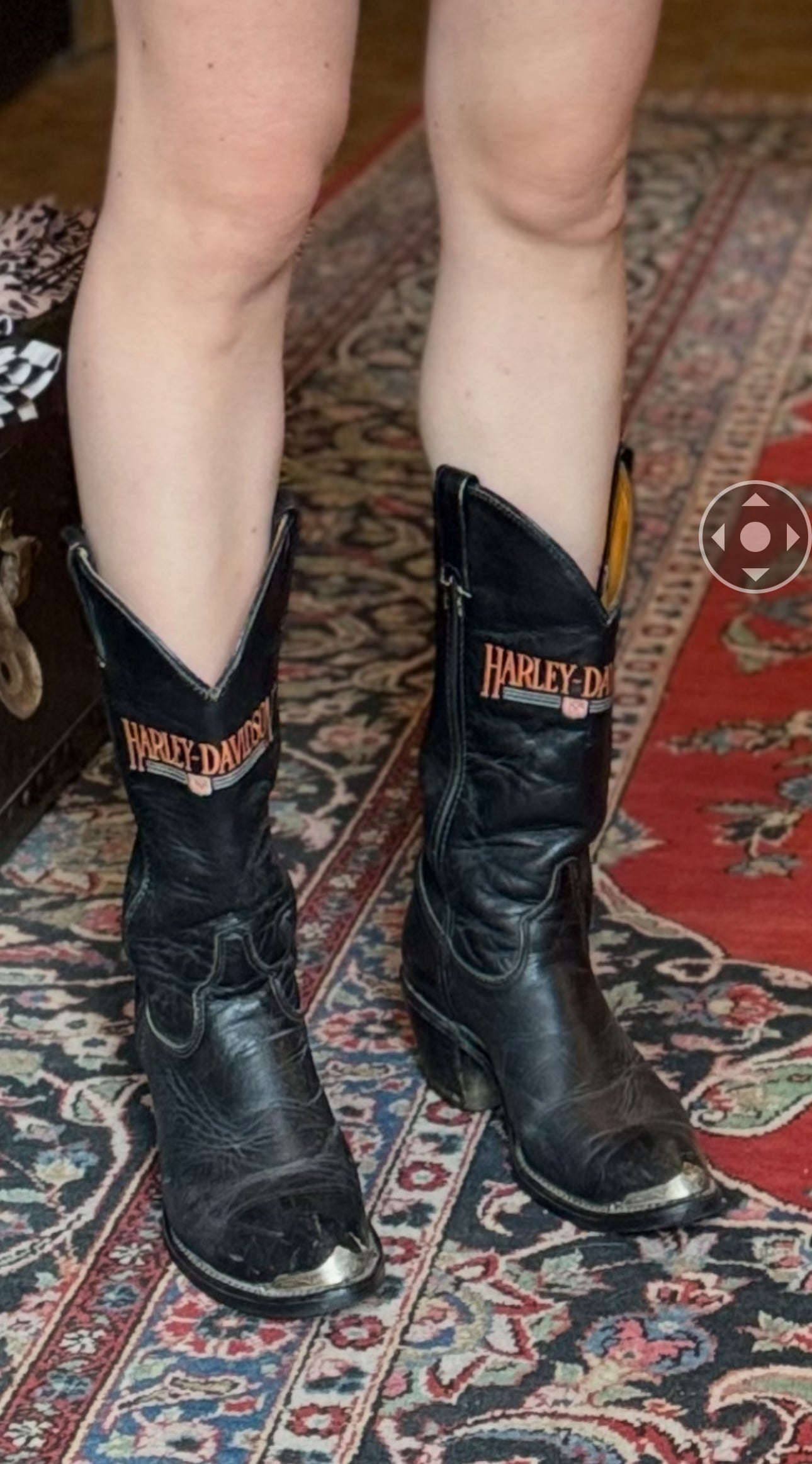 Vintage Embroidered Harley Davidson Cowboy Boots Size 7.5