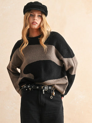 Abstract Pattern Sweater Black / Olive