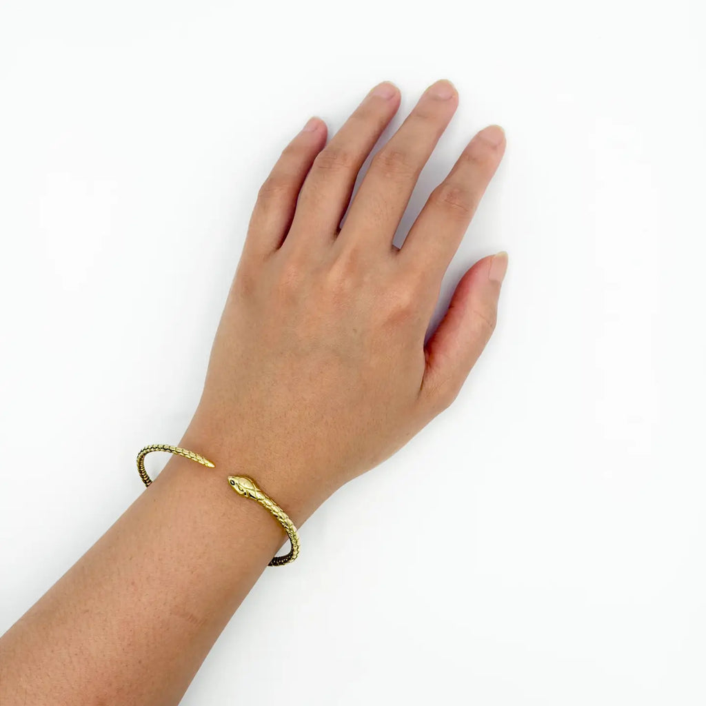 Snake Open Bangle Bracelet Brass