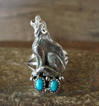Navajo Sterling Stamped Wolf Ring Size 7