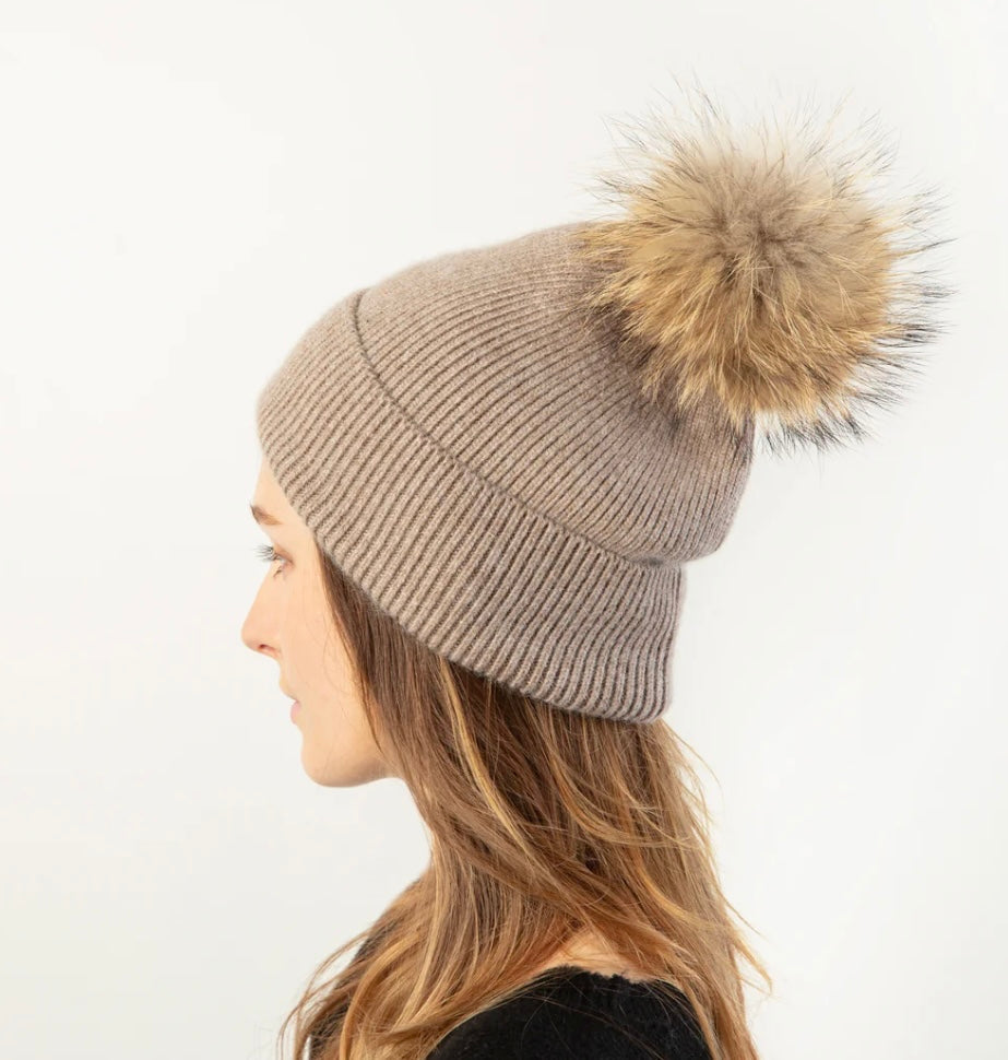 Faux Fur Pom Knit Beanie