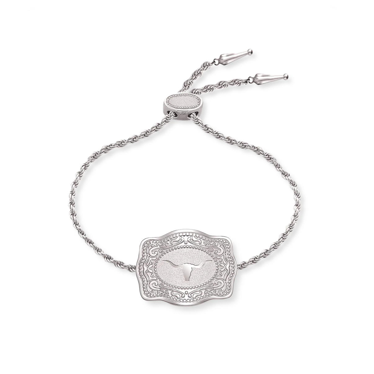Mini Longhorn Belt Buckle Bracelet Silver