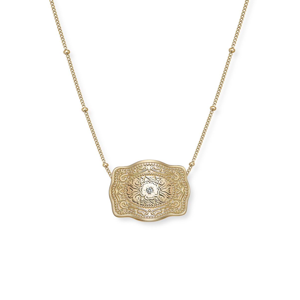Mini Belt Buckle Necklace Gold
