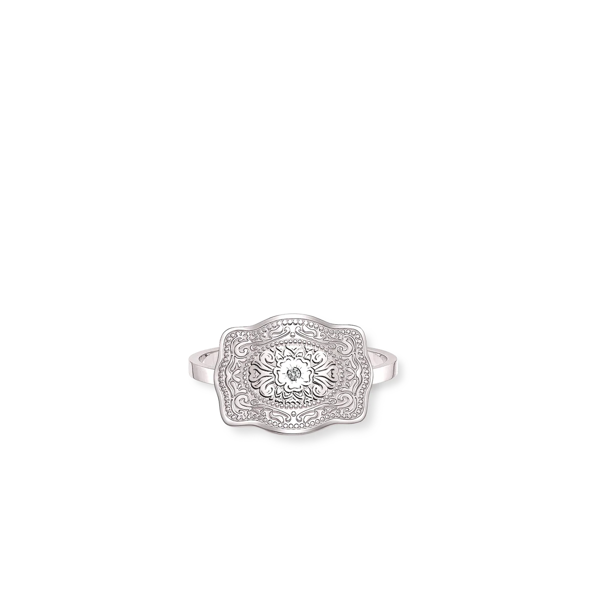 Mini Belt Buckle Ring Silver