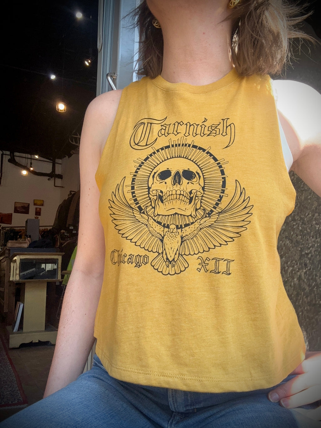 St Columbanus Crop Tee Mustard