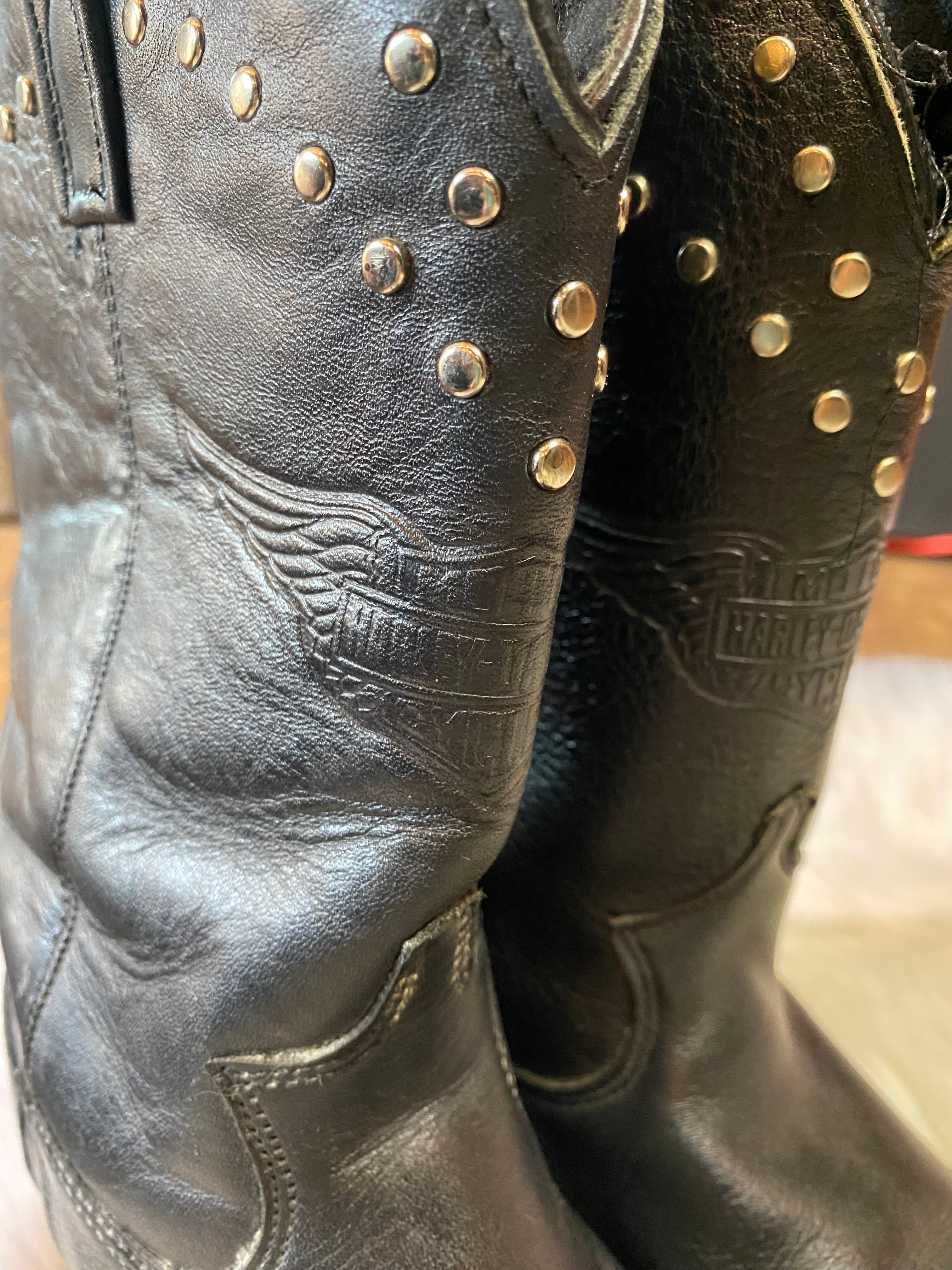 Vintage Harley Studded Cowboy Boots Size 6.5