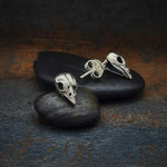 Sparrow Skull Post Earrings Sterling