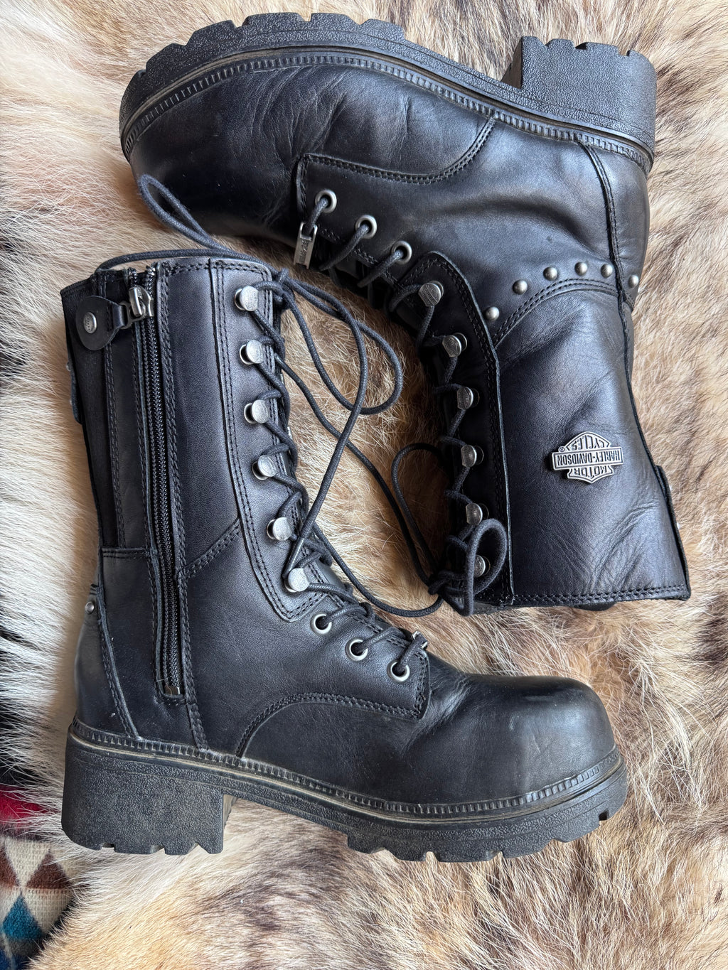 Vintage Harley Studded Combat Boots Size 7