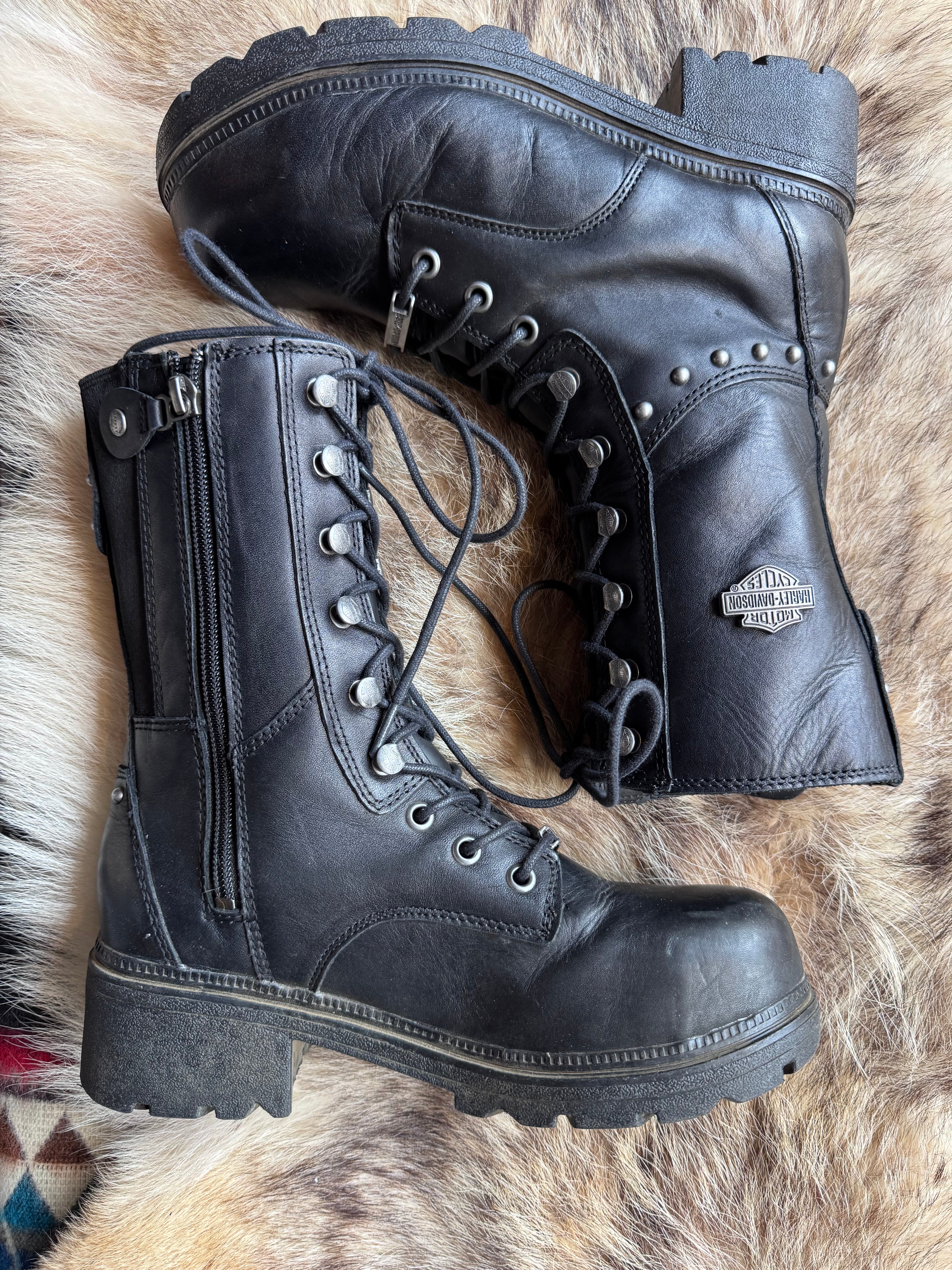 Vintage Harley Studded Combat Boots Size 7