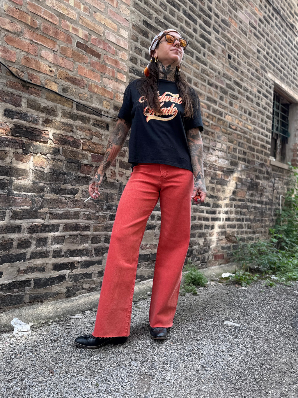 Wide Leg Jeans Burnt Orange