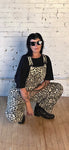 Oversize Fit Denim Overalls Leopard
