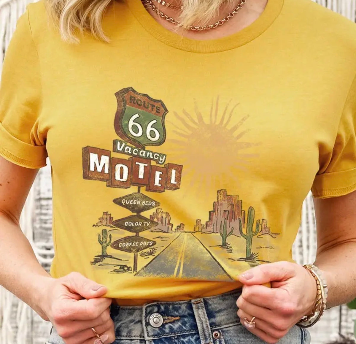 Route 66 Motel Tee Mustard