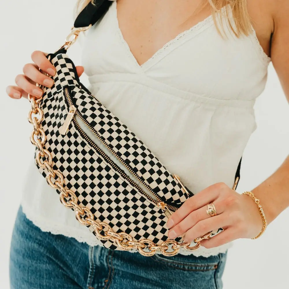 Checkered Fanny Pack Black/Cream