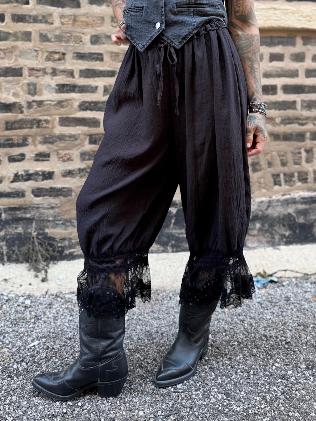 Lace Bottom Bloomers Black