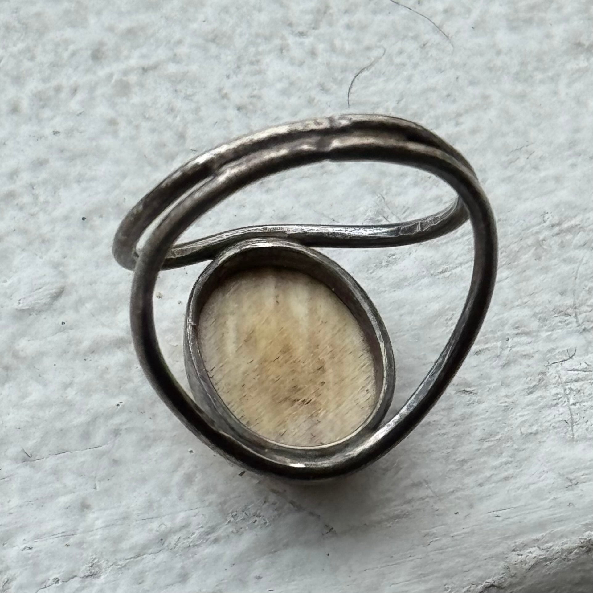 Vintage Sterling Scrimshaw Ring Size 7