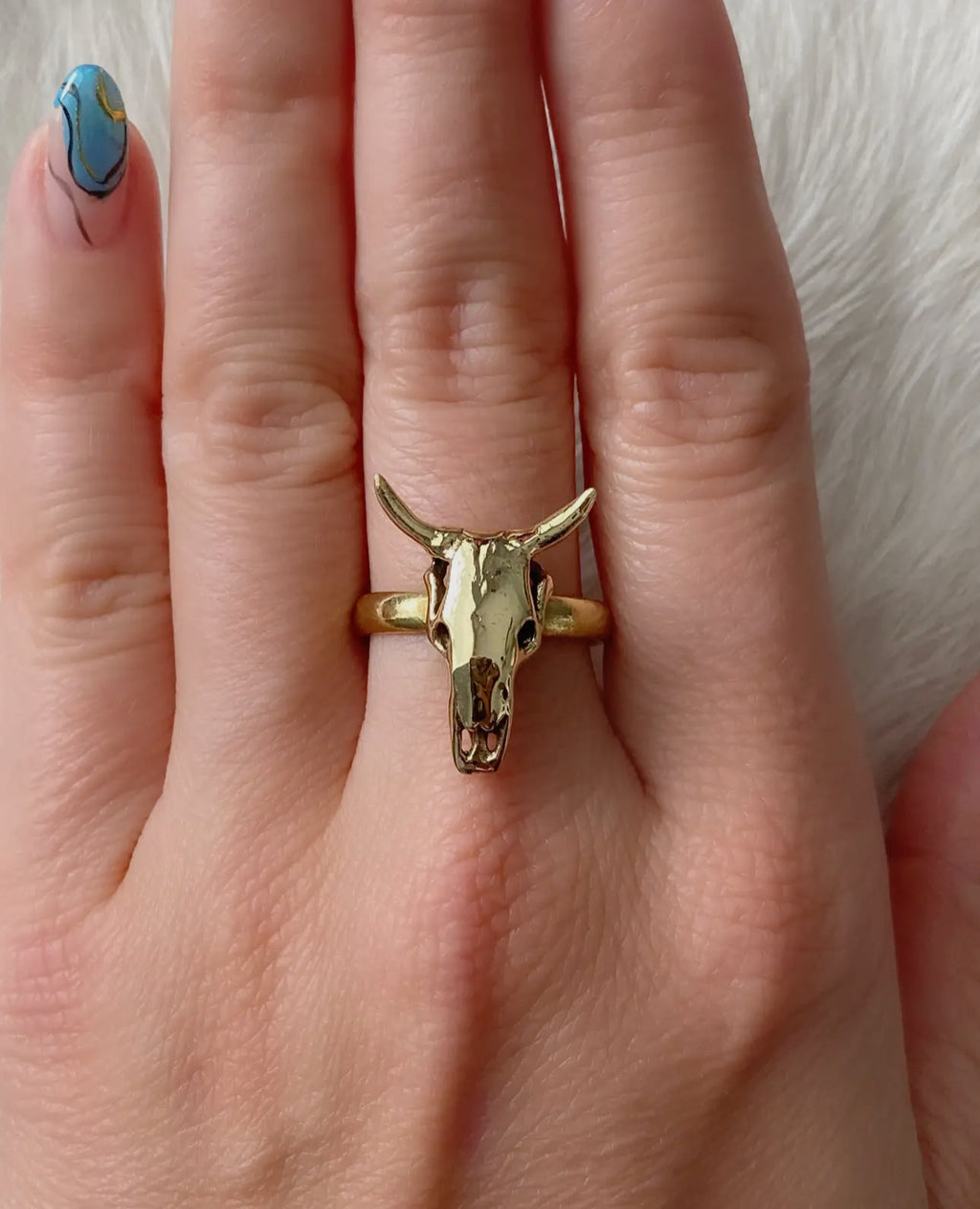Brass Bull Skull Ring