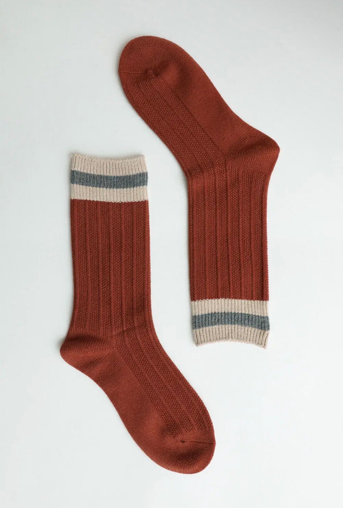 Retro Colorblock Wool Socks Rust