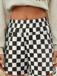 Black and White Checkered Running Shorts
