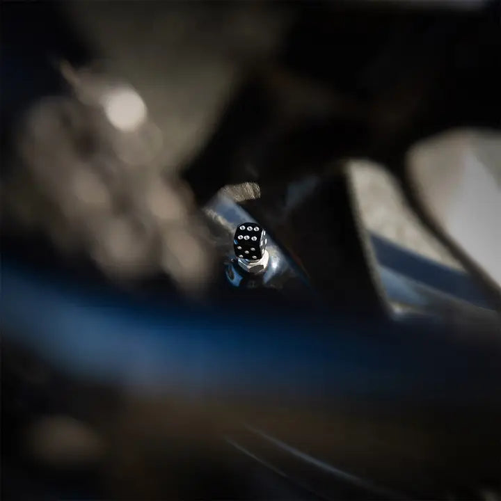 Dice Motorcycle Valve Caps Black