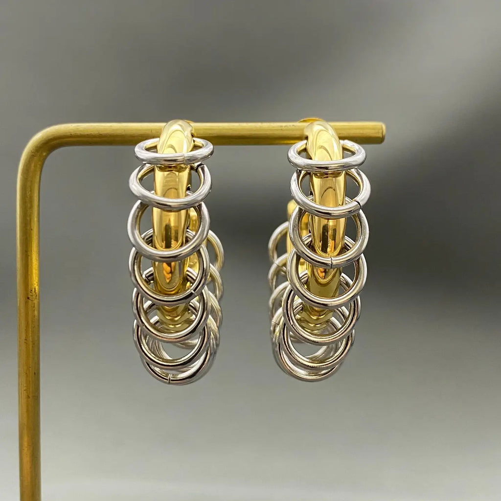 Two Tone Ring Hoop Earrings
