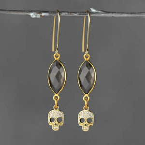 Pave Skull Drop Earrings