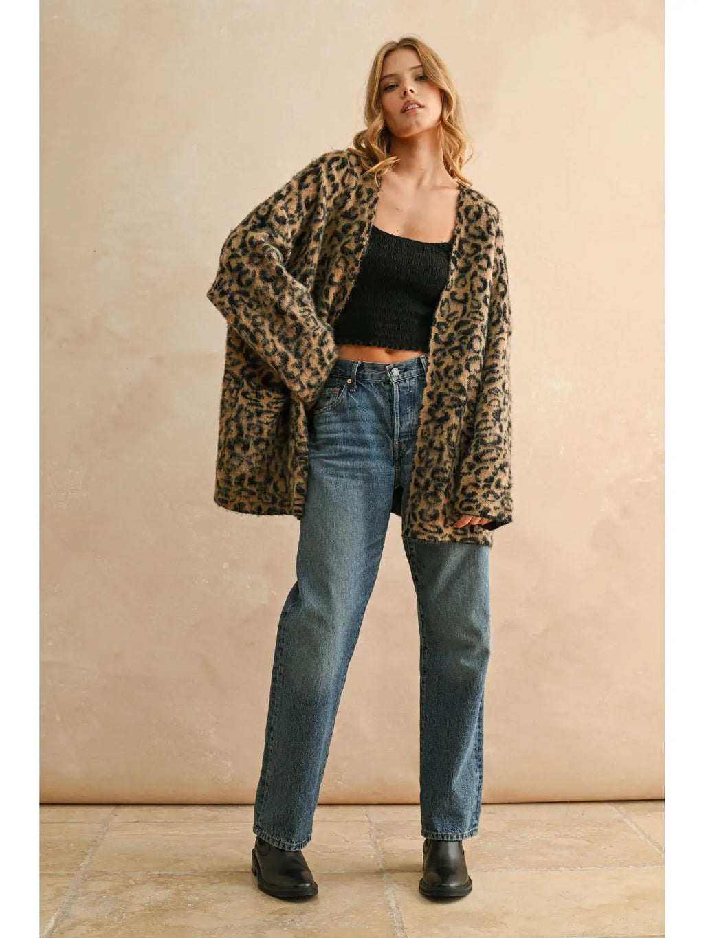 Oversized Leopard Cardigan Sweater