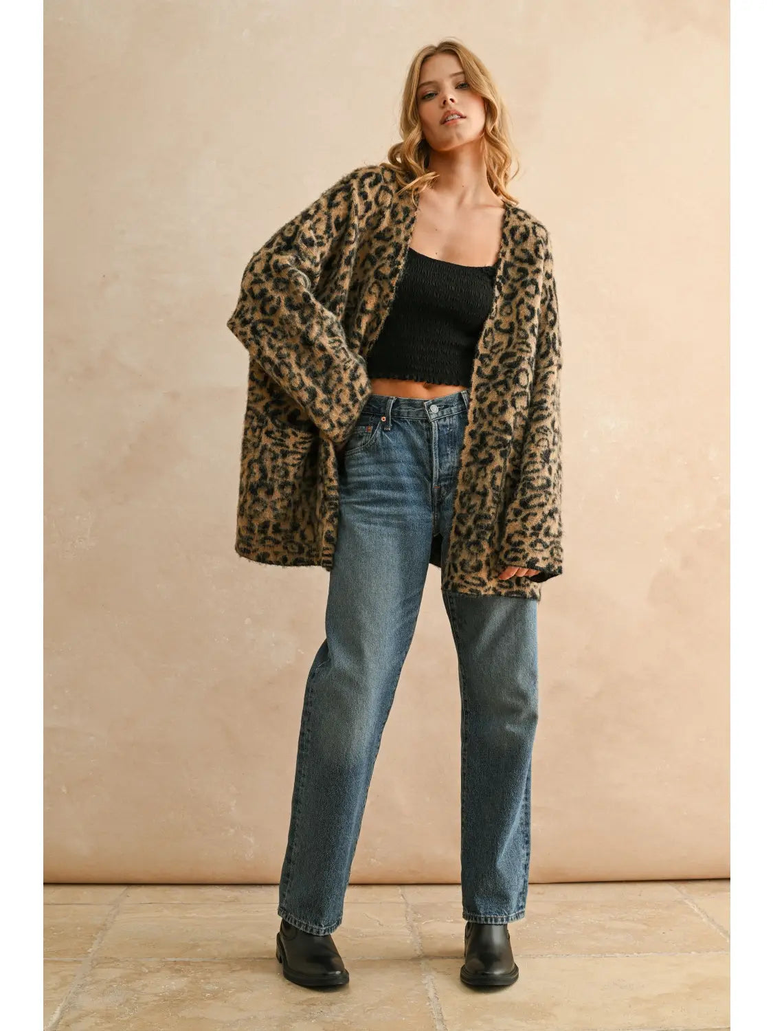 Oversized Leopard Cardigan Sweater