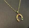CZ Lucky Horseshoe Necklace Gold